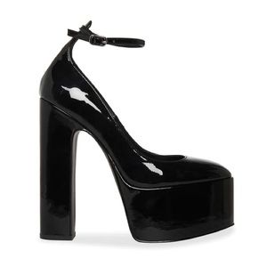 NEW BLACK PATENT Platform Heels 7.5